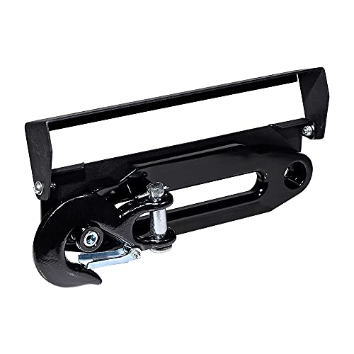 Anzios Black Synthetic Winch Rope Hawse Fairlead + Stainless Hook Stand + Flip-Up License Plate Holder + Half-Link 35000lbs Hook Fit Off-Road SUV 4X4 10