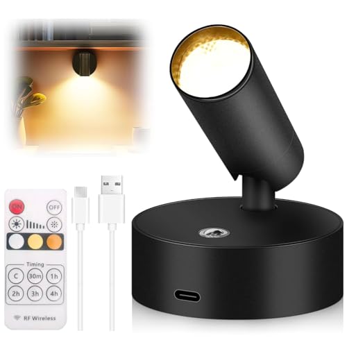TONGLUO Wireless Spot Wall lights Indoor اضاءة جدارية Rechargeable Wireless Spotlight with Timer & Dimmable LED Uplight for Plants/Artwork (1 Pcs)