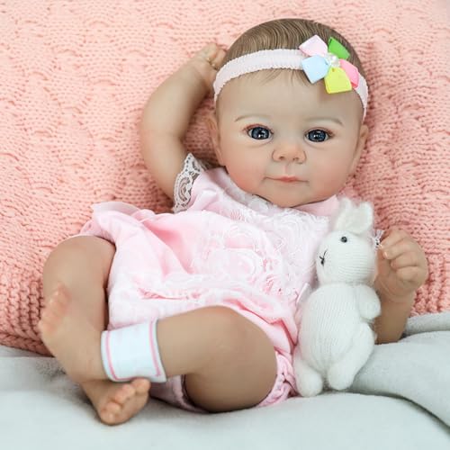 SCOM Reborn Baby Doll Girl - 18 Inch Lifelike Newborn with Realistic Details, Real Life Baby with Soft Weighted Body, Gift-Ready for Girls Ages 3+ - Thumbnail 4