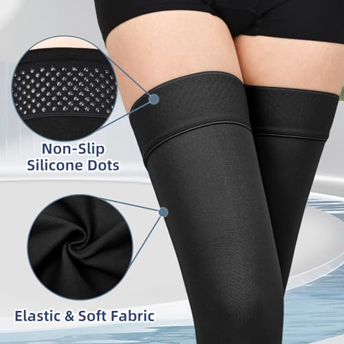 Image of 20-30 mmHg Compression Stockings for Women & Men,Thigh High Medical Compression Socks,Support Graduated Compression Hose Sock for Treatment Varicose Veins Swelling-Closed Toe /Open Toe /Footless