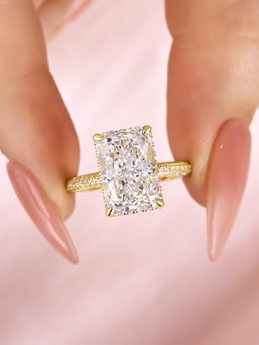 Maxinejewelry 4.5CT Elongated Radiant Cut Engagement Ring for Women, 5A CZ Bridal Wedding Promise Ring, S925 Silver Jewelry - Image 3