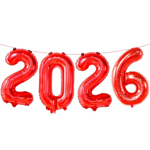 Image of Red Graduation Decorations 2026 | Giant, 16 Inch, Foil 2026 Graduation Balloons Class of 2026 Decorations | Red 2026 Balloons Number, Graduation Party Decorations | Prom Decorations 2026, Katchon
