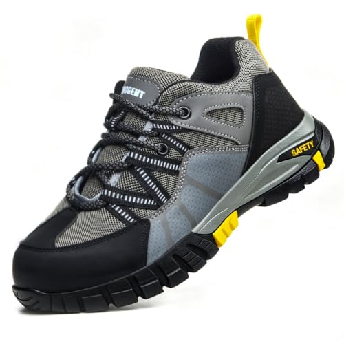 Image of Hogent Steel Toe Shoes for Men Lightweight Comfortable Non Slip Work Shoes Women Puncture Proof Safety Sneakers for Industrial Construction & Daily Life