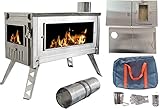 DANCHEL OUTDOOR 304 Stainless Steel Tent Wood Stove with Side Glass, Tiny Folding Portable Wood...