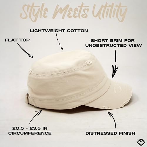 Image of Funky Junque Newsboy Hat for Women - Distressed Cadet Cap, Army Military Style Vintage Baseball Hat
