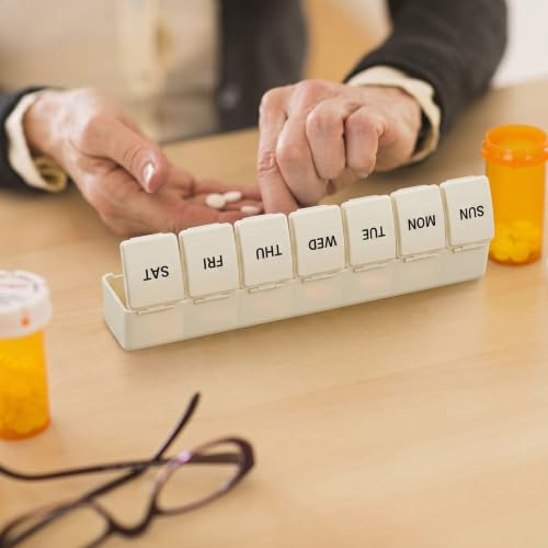 Image of BUG HULL Weekly Pill Organizer Large 2 Packs, Extra Large Travel Pill Organizers, Pill Box 7 Day, Travel Pill Case, Medicine Pill Organizer for Medications (Black+Beige)
