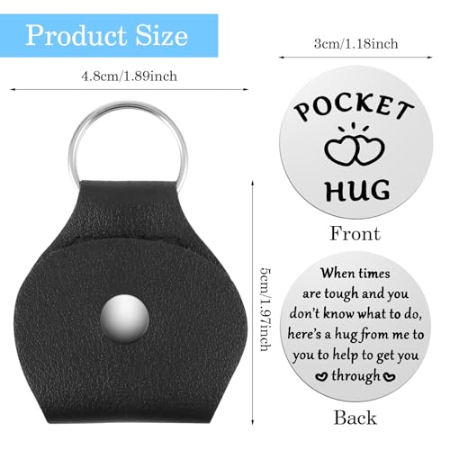 Pocket Hug Token A little Pocket Hug Coin Holder Keychain Stainless Steel Double Sided Coin Thoughtful Gifts for Cancer Patients Must Have Hug Gifts for Men Women Female