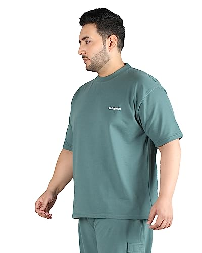 Image of CHKOKKO Men's Plus Size Terry Cotton Loose Fit Half Sleeves T-Shirt