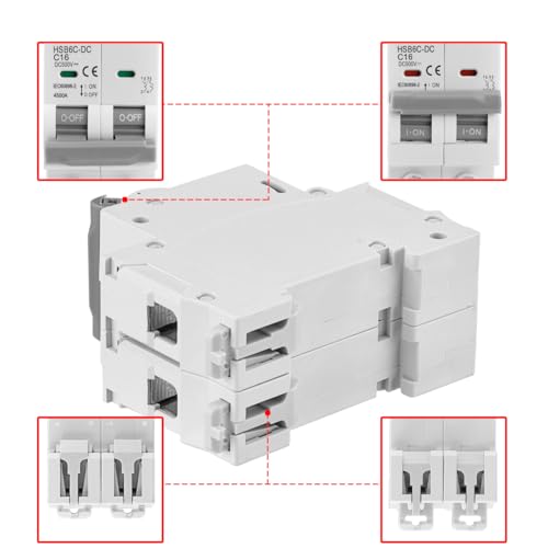 Heschen 2PCS DC Miniature Circuit Breaker, HSB6C-DC, 2 Poles, DC500V 16A, Photovoltaic Circuit Breaker - Image 3