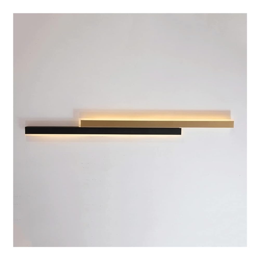 OZBMA Modern Linear Wall Light Indoor Long Strip Sconce LED Dimmable Lamp for Living Room Background Corridor Bedroom Bedside(Black Gold,80cm/31.4in) (Black Gold 80cm/31.4in)