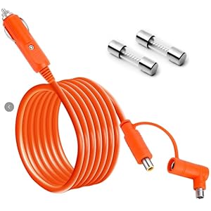 14AWG 12V/24V Car Charger Cable for Jackery Portable Power Station, 2M/6.6FT Fast Charging Cord 15A with DC7909 & DC8020 Plug Adapter for Power Stations, Trucks, RVs, Fridges