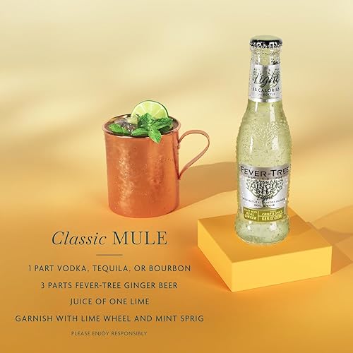 Image of Fever-Tree Light Ginger Beer - Premium Low Calorie Mixer for Cocktails and Mocktails, 6.8 fl oz Bottles, Pack of 24 - Naturally Sourced, Non-GMO