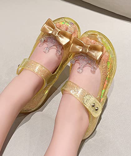 Jelly Shoes for Girls Princess Dress Up Flat Sandals for Toddler Cosplay Clear Glitter Jellies Mary Janes with Bow/Crown2
