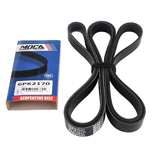 Image of MOCA 6PK2170 Serpentine Belt Compatible with 10-11 for Chevrolet Camaro 6.2L & 02-05 for Ford Explorer 4.0L & 16-17 for GMC Canyon 2.8L & 06-11 for Mazda MX-5 Miata 2.0L