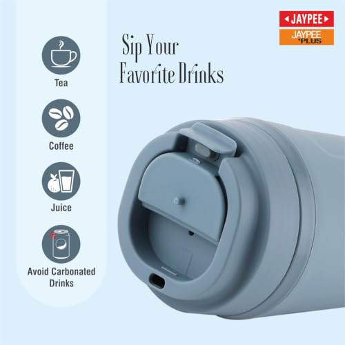 Image of JAYPEE ZIPSIP Pu Insulated Stainless Steel Coffee Mug 385 ml Travel Mug Suitable for Car, Tumbler Bottle, Tea Cup, Matte Finish Non Slip, P. Plum