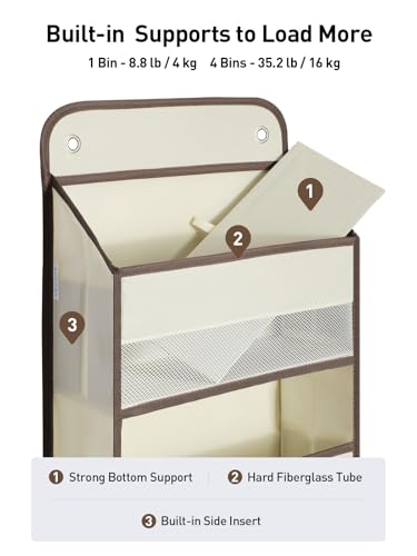 Image of Yecaye Hanging Over the Door Organizer 1 Pack, 35.2lbs Load Toy Stuffed Animal Storage, Swing-proof Bathroom Organizers and Storage for Nursery Newborn Baby Essential Stuff Beige