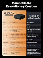 MINIS FORUM UM890 Pro Mini PC - AMD AI Ryzen 9 8945HS, 8 C/16 T, Radeon 780M GPU, 32GB DDR5 RAM, 512 GB M.2 SSD, HDMI 2.1, DP 1.4, 2xUSB4, 4xUSB3.2, Oculink, 2xRJ45 2.5G, Wi-Fi 6E & BT 5.2 – Ansicht 2