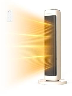 AIRMATE 25" Tower Space Heaters for Indoor Use Large Room, 1500W Electric Heaters, 80° Oscillating Ceramic Heater, 5 Modes 24H Timer Overheat Tip Over Protection Room Heater for Bedroom Basement