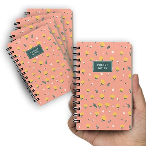 Image of mudrit Pocket Size Notebook, Small Spiral Diary, 120 Plain Pages, 90 GSM ideal for Gratitude List, Daily Goals Planner, To Do List Organiser, Size A6 (Pack of 5 - Pink)