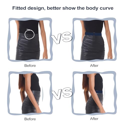2PCS Women Invisible Belts, Adjustable Elastic Belt No Show Stretch Waist Belt Flat Buckle for Pants Jeans Dresses4