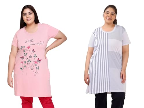 Image of In Love Women's Plus Size Cotton Printed T-Shirt with Pocket - Combo Pack of 2