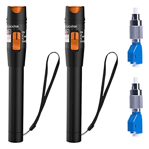2Pack Visual Fault Locator VFL Fiber Tester - 50KM Range with 2 Singlemode 9/125um FC Male to LC Female Adapters - 50mW Output Power Cover