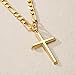 Verniflloga 14k Gold Cross Necklace for Men Large Gold Cross Pendant Figaro Chain for Mens Gold Chain 5mm Masculine Appeal 20, 22, 24 Inch (20inch)