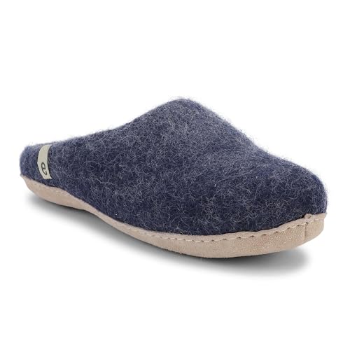 egos Pantofole blu | Pantofole da donna e uomo con lana naturale al 100%, comode pantofole per l'estate e l'inverno, pantofole in feltro, Blu, 43 EU