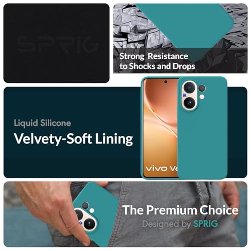 Image of SPRIG Compatible with Vivo V60 Premium SilkTone Liquid Silicone Back Cover Drop Tested Shock Proof Mobile Case for Men, Women, Boys and Girls with Camera Protection (Ocean Blue)