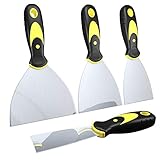 Wallpaper Scraper, 4 Pcs Stainless Steel Paint Scraper Filling Putty Knife Set for Walls(1.5, 3, 4, 5 Inches)