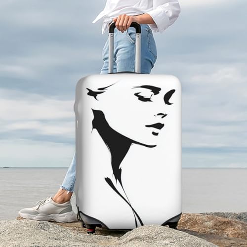 Minimalist Woman Line Art Elastic Travel Luggage Covers Dustproof Scratch-Resistant Suitcase Protector Fit 22-24 Inch 7