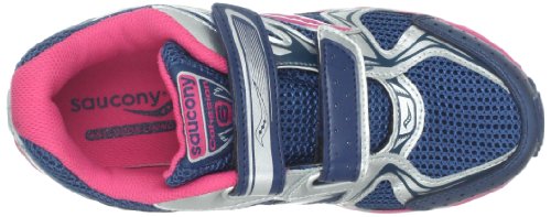 Tênis de corrida Saucony Girls Cohesion 6 (criança grande), Navy/Pink/Silver, 6 Big Kid