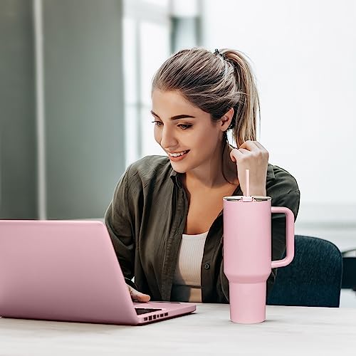 Osse 40Oz Tumbler With Handle And Straw Lid | Double Wall Vacuum Reusable Stainless Steel Insulated Water Bottle Travel Mug Cup | Modern Insulated Tumblers Cupholder Friendly (Pink Dusk) #TOP5