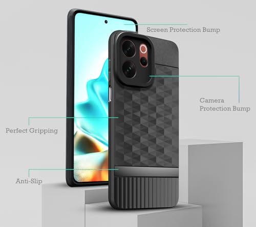 Image of Back Cover for Vivo V70 Elite 5G Camera Protection 3D Hexa Cube Design Silicone Protective Bumper Back Cover Case for Vivo V70 Elite 5G - Black