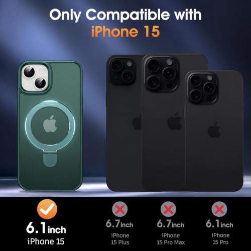 Image of DIZORO Magnetic Ring Stand for iPhone 15 Pro Max Case [Military Drop Protection] [Compatible with MagSafe] Shockproof Matte Translucent Slim Phone Case - Natural Titanium.