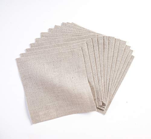 Big Sale Solino Home 100% Pure Linen Cocktail Napkins - 6 x 6 Inch, Set of 12 - Natural Fabric Handcrafted European Flax Machine Washable Fete - Natural
