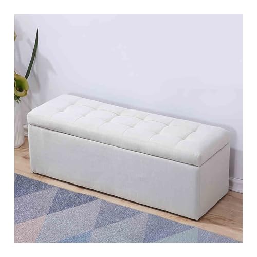 Banco de almacenamiento tapizado con zapatero, taburete versátil para sala de estar, pasillo y dormitorio, color blanco, 150 x 40 x 40 cm, elegante baúl con espacio de almacenamiento