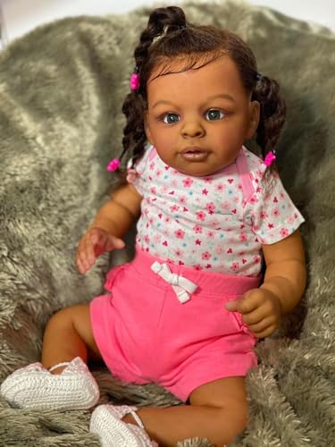 Muñeca Reborn Bebé Negra 23 Pulgadas Cuerpo Suave Realista miniatura 6
