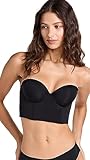 LIVELY Low Back Strapless Bras for Women | Flexible Underwire Bra with Bustier-Like Front | Nylon Cups | Removable Straps Jet Black