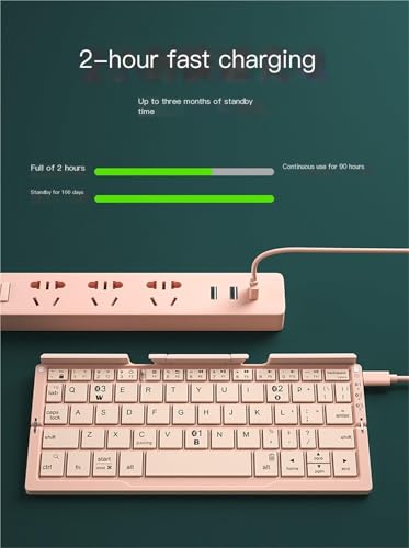 Teclado plegable bluetooth rosa de alta precision con teclado inalambrico ultra delgado 4