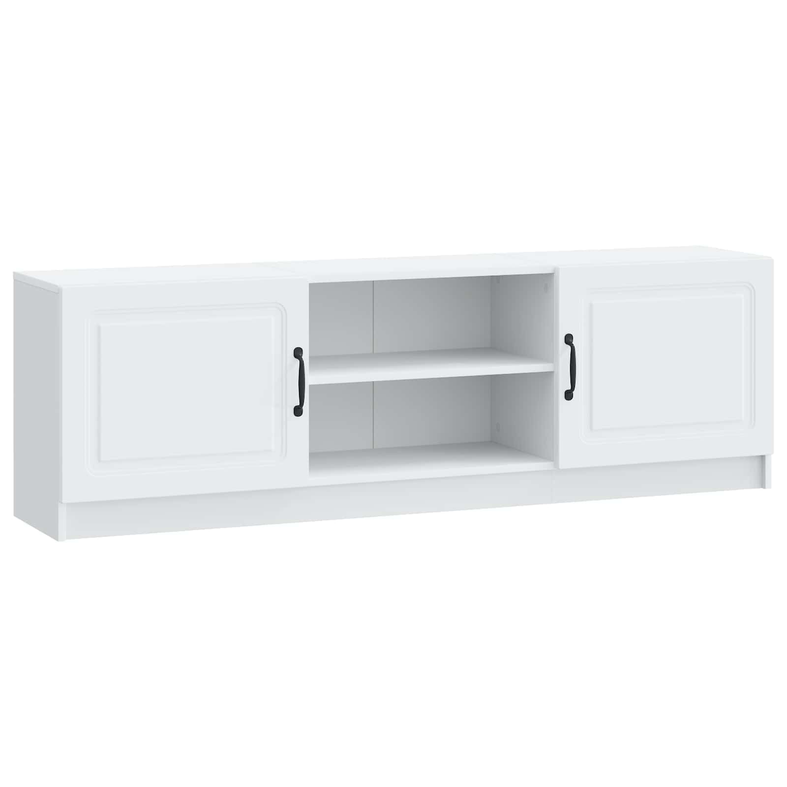Meuble TV blanc 150 cm pour ranger les câbles et appareils de salon proprement