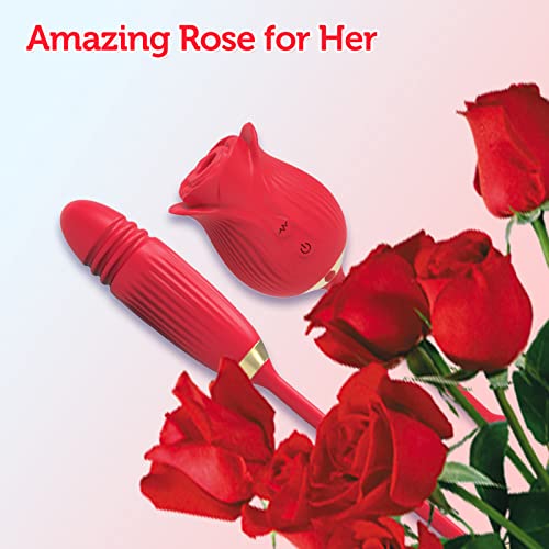 Vibrador Silicone vibradoris feminino, Vibrador Flor Rosa Ponta Dupla Função Sugador e Aquecimento v