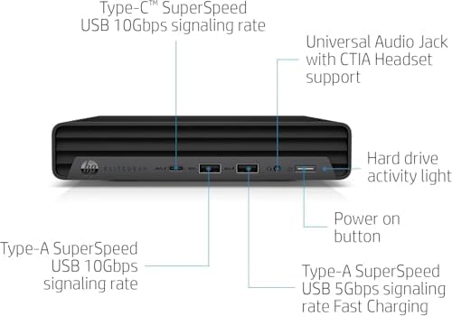 HP EliteDesk 800 G6 Mini Computer Desktop PC, Intel Gen 10th Core i5-10500T, 16GB RAM, 256GB SSD, 4K Support, Displayport, RJ-45, Wi-Fi, BT, Windows 11 Pro (Renewed) - 1