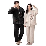ペアルック パジャマ メンズ パジャマ モコモコパジャマ レディース カップル 寝巻き パジャマ・ルームウェア 冬 パジャマ ペア カップル部屋着 ペアパジャマ 大きいサイズ ガーゼ パジャマ ペア パジャマペアルック ペア パジャマ冬 快眠パジャマ 冬 パジャマ 冬 もこもこ 彼女にクリスマスプレゼントルームウェア 男女 ペア セット冬用 mkm8133f-g-L