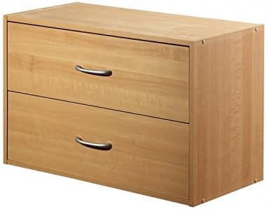 2 Drawer Horizontal Closet Organizer Stackable, Maple