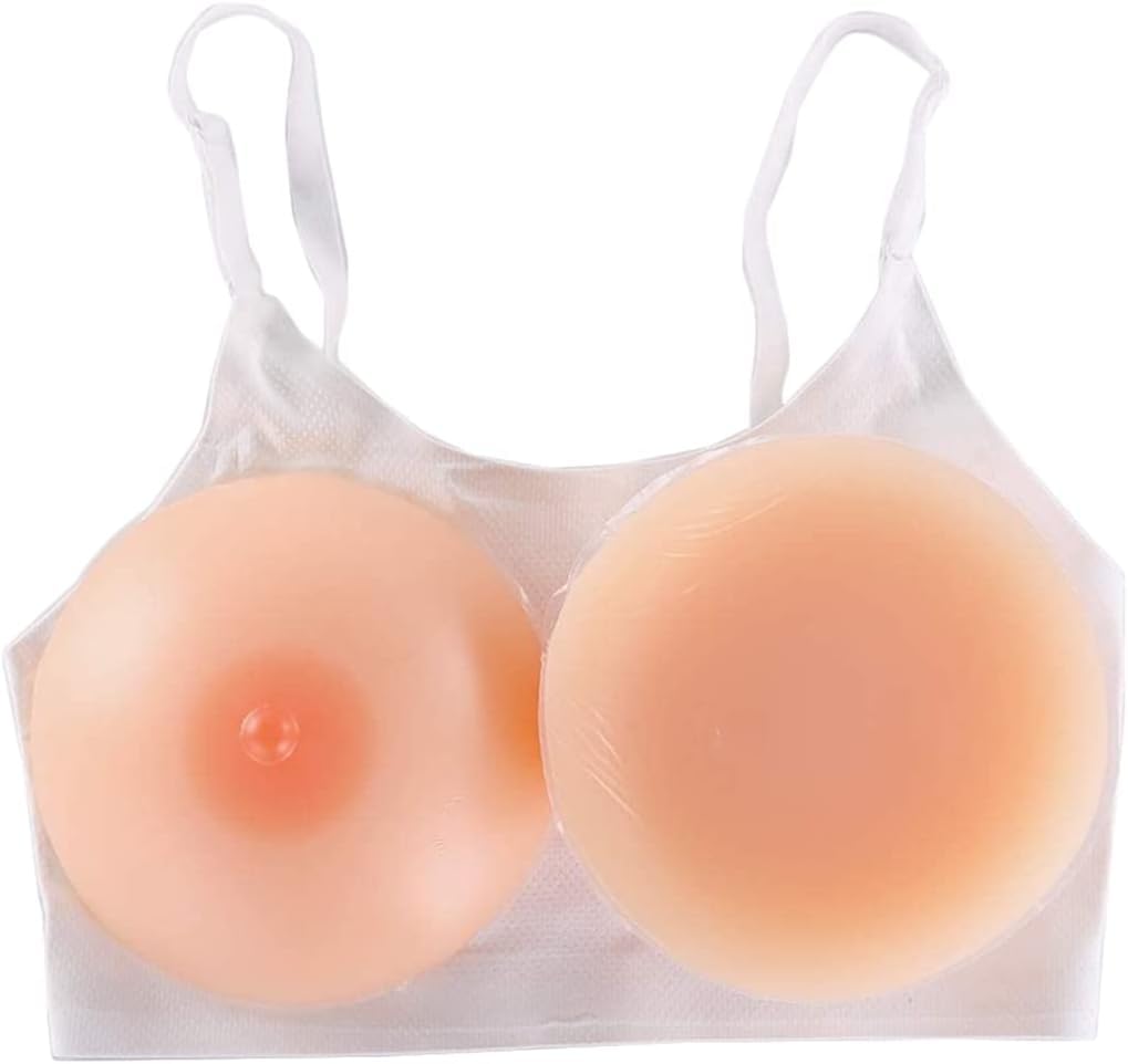 Prótesis mamarias de silicona, sujetador redondo con bolsillo especial, sujetador for mastectomía, travesti, transgénero, copa AE(2xl)