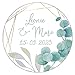 48 x Personalisierte Aufkleber in 40 mm Hochzeit Eukalyptus Etikett, Sticker geeignet für Hochzeit Gastgeschenk Taufe Kommunion Geburtstag Feste Geschenke Präsente