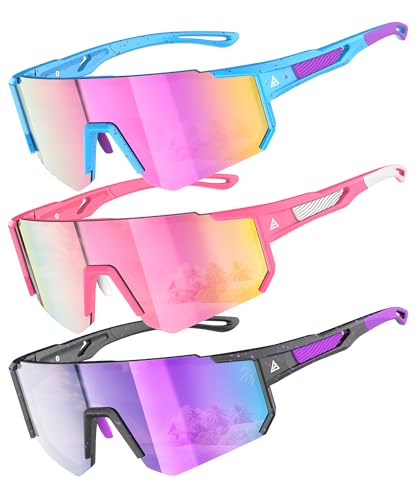 Image of Kids Sunglasses Youth Baseball Softball Sunglasses for Girls Boys Age 4-14 UV Protection Sports Kids 3 Pack