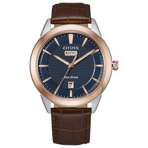 Montre Citizen Eco-Drive AW0096-06L en cuir marron aux finitions de prestige