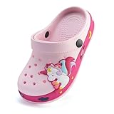 XPKWS Kids Clogs Boys Girls Toddler Sandals Garden Slipper Unisex-Child Cute Cartoon Slides Beach Water Shoes,Cute Pink,28